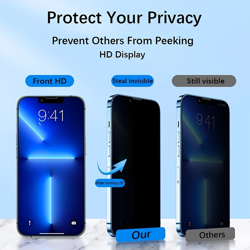 3pcs Full Cover Privacy Screen Protectors For 14 13 12 11 Pro Xs Max Privacy Film Protective Glass For XR X 6 7 8 Plus