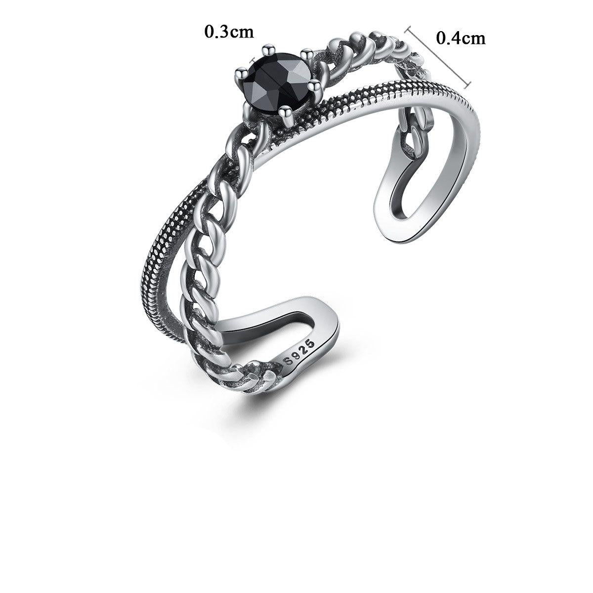 vintage black cz cross 925 sterling silver adjustable ring