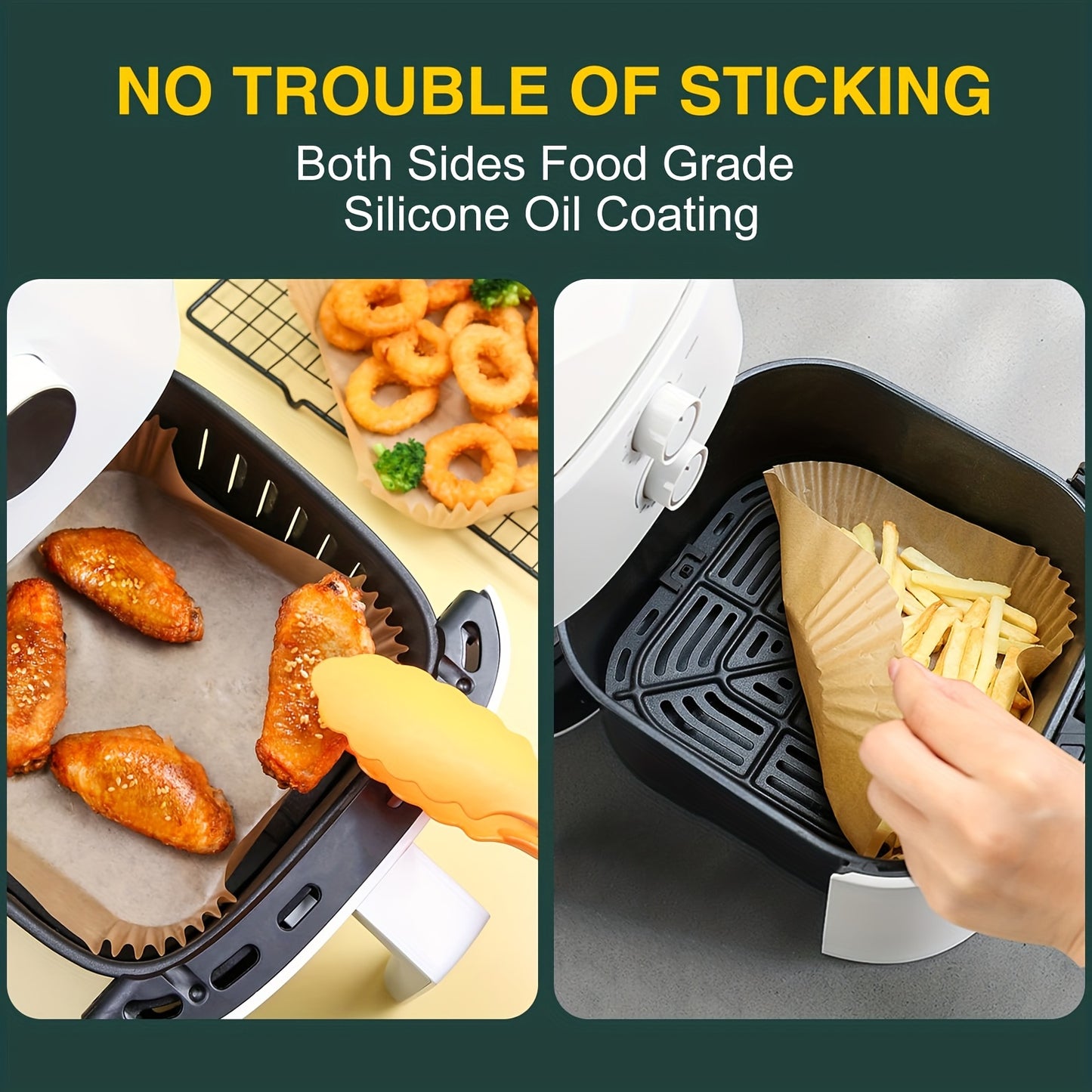 50pcs/100pcs/200pcs Air Fryer Disposable Paper Liners Square, Kitchen Accessories,Non-Stick Parchment Paper, Air Fryer Accessories, Oil Proof & Water Proof, Paper Liner For BaRoasting Microwave Oven