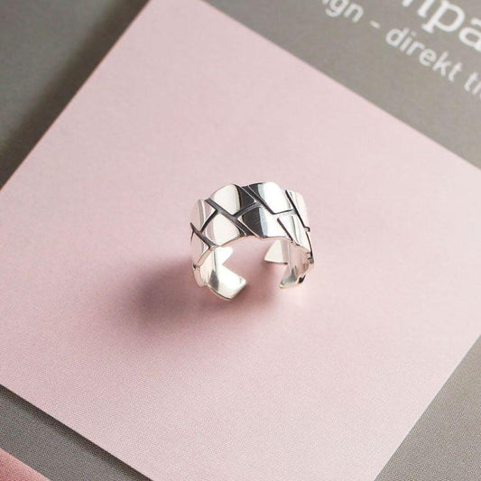 vintage minimalism geometry 925 sterling silver adjustable ring