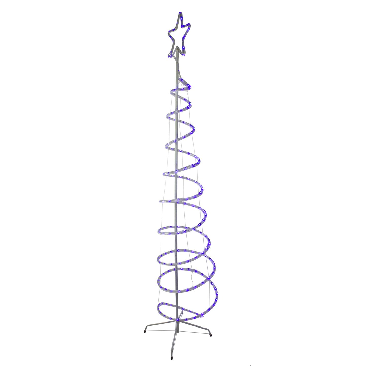 7? Blue Spiral Rope Light Tree with Star Tree Topper Christmas Yard Decor