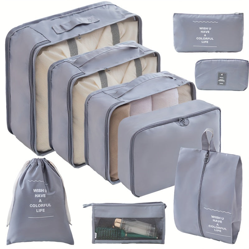 9 Set PacCubes, Lightweight Travel LuggaOrganizer With Shoe Bag, Toiletry Bag & Laundry Bag