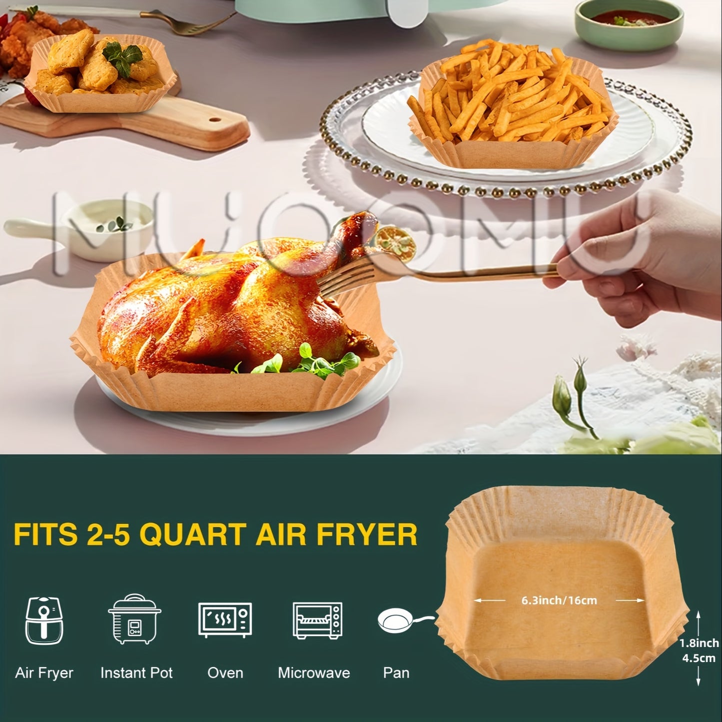 50pcs/100pcs/200pcs Air Fryer Disposable Paper Liners Square, Kitchen Accessories,Non-Stick Parchment Paper, Air Fryer Accessories, Oil Proof & Water Proof, Paper Liner For BaRoasting Microwave Oven