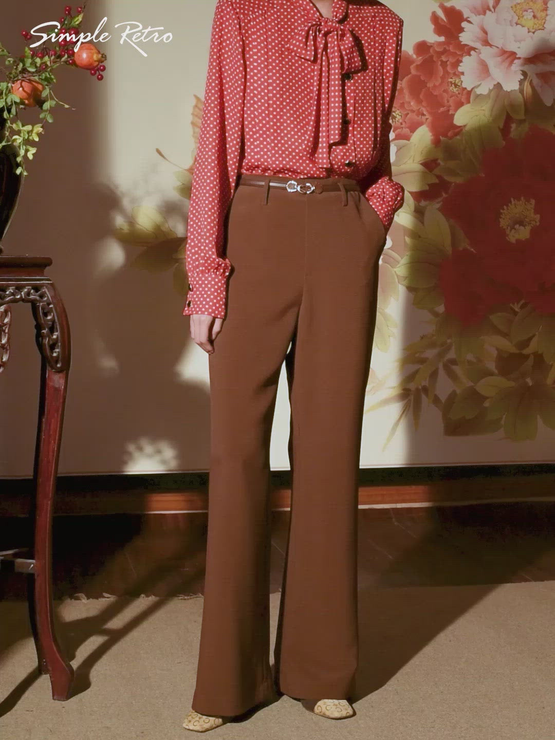 【Final Sale】Novah High-waisted Bell-bottomed Caramel Trousers