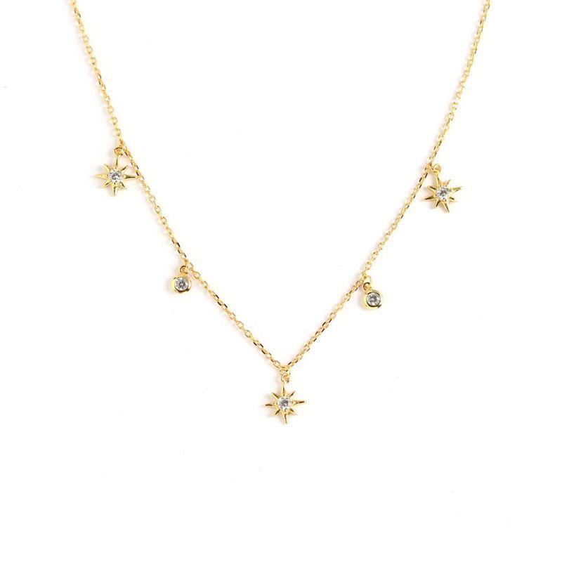 women cz stars 925 sterling silver necklace