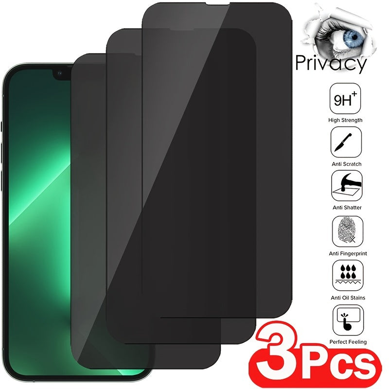 3pcs Full Cover Privacy Screen Protectors For 14 13 12 11 Pro Xs Max Privacy Film Protective Glass For XR X 6 7 8 Plus
