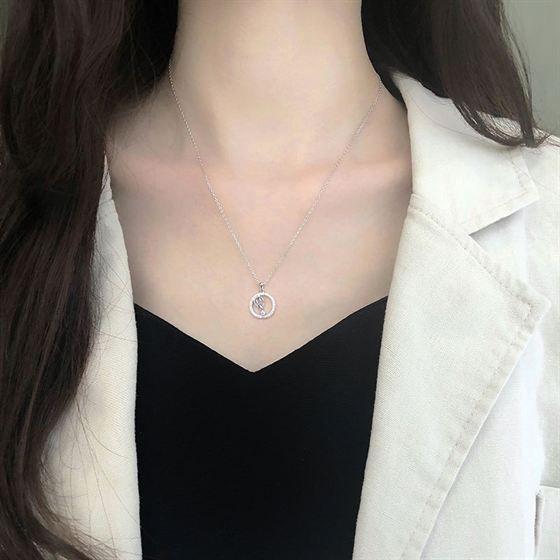 women hot air balloon cz circle 925 sterling silver necklace
