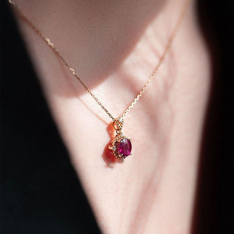 vintage exquisite red oval cz 925 sterling silver necklace