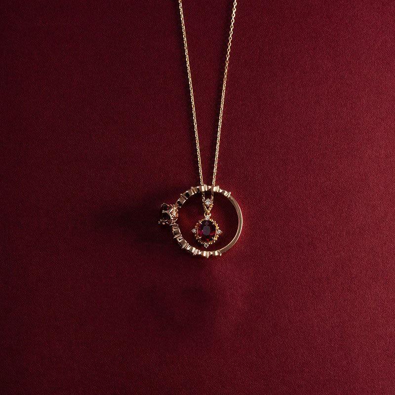 vintage exquisite red oval cz 925 sterling silver necklace