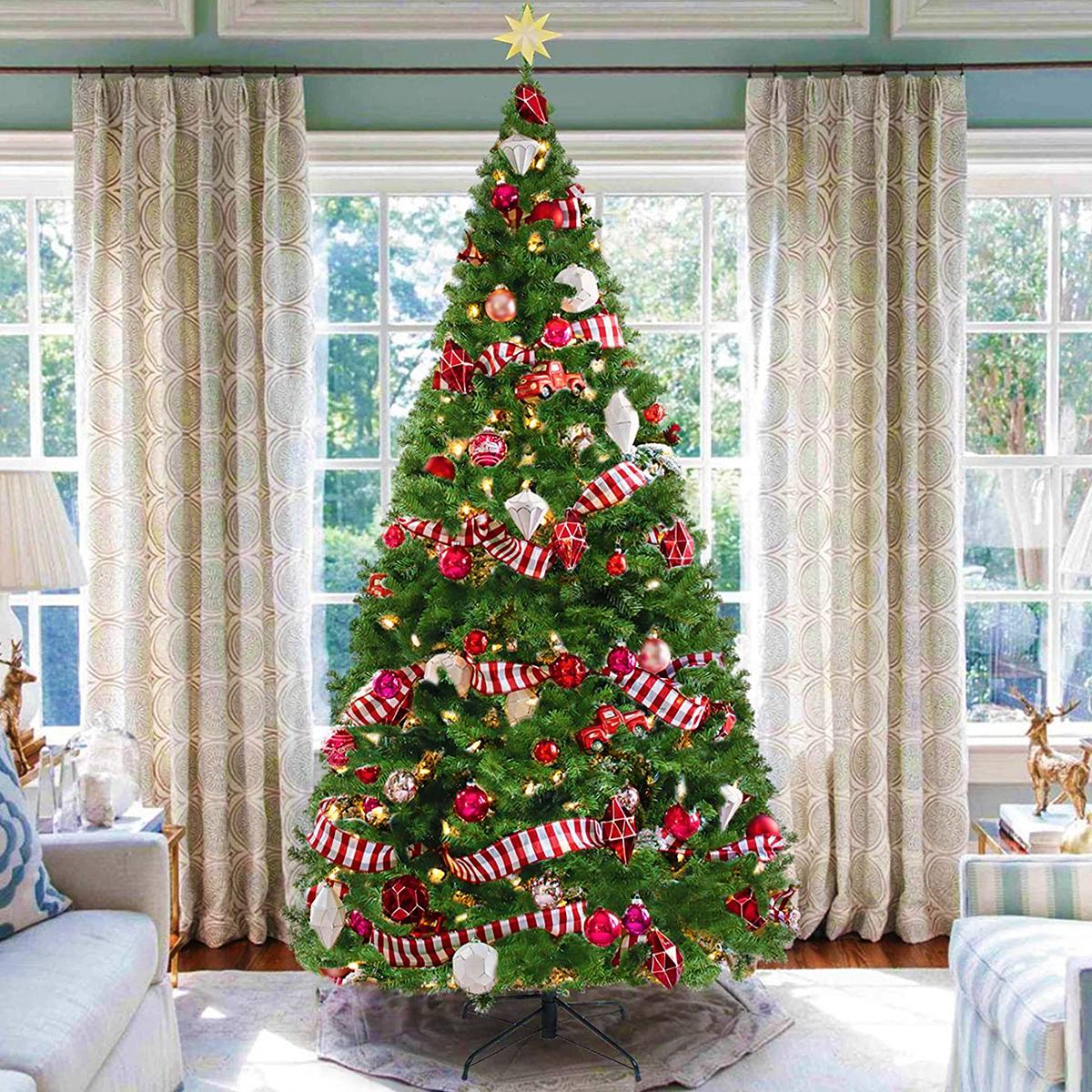 7.5 FT Artificial Christmas Tree, 1300 Tips Full Tree with Christmas Tree Stand