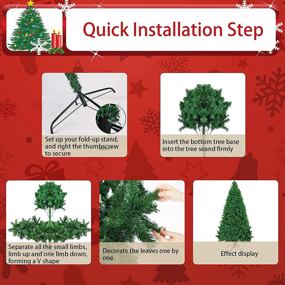 7.5 FT Artificial Christmas Tree, 1300 Tips Full Tree with Christmas Tree Stand