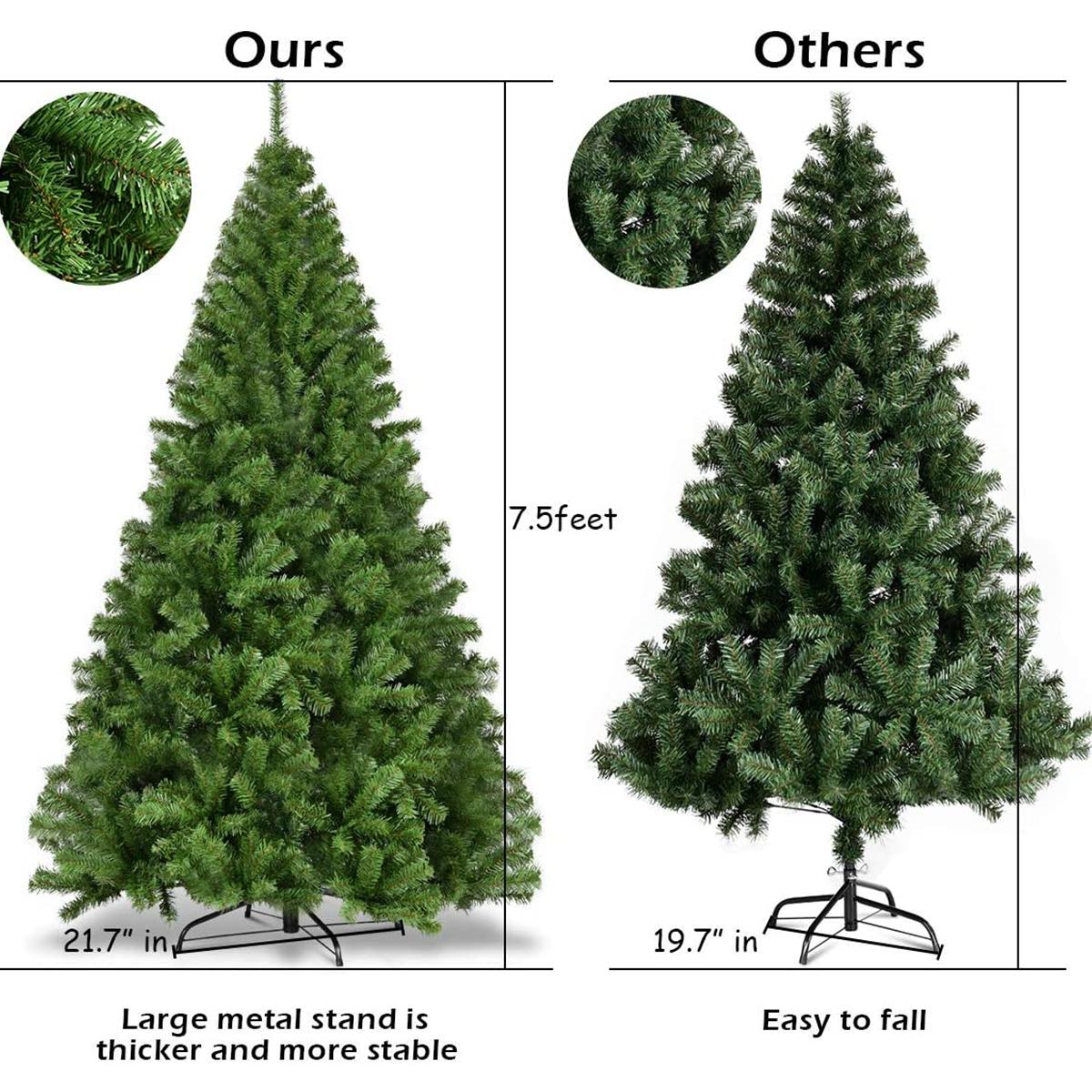 7.5 FT Artificial Christmas Tree, 1300 Tips Full Tree with Christmas Tree Stand
