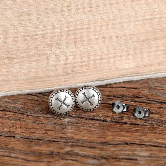 vintage mini round nail spike 925 sterling silver stud earring(single)