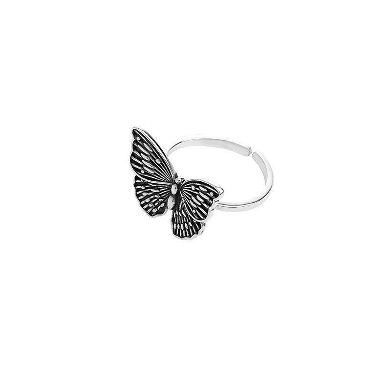 vintage flying butterfly 925 sterling silver adjustable ring