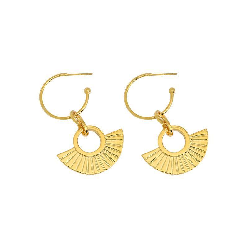 women strips fan 925 sterling silver hoop earrings