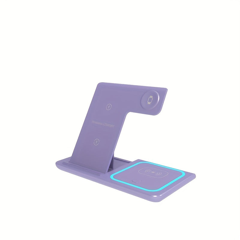 3 In 1 Fast Charging Station, Folding Wireless Charger Stand For 14,13,12,11/Pro/Max/Mini/Plus, X, XR, XS/Max, SE, 8/Plus, For IWatch 1-8, For Airpods 3/2/Pro