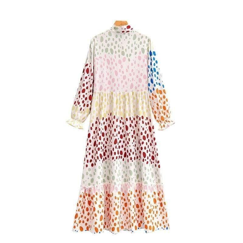vintage bow tied collar maxi dress