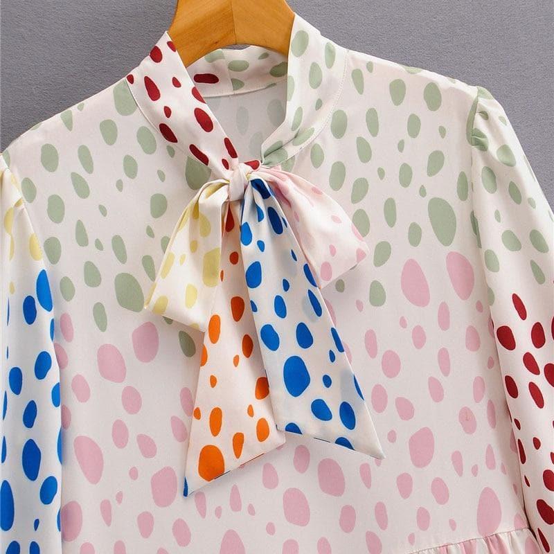 vintage bow tied collar maxi dress
