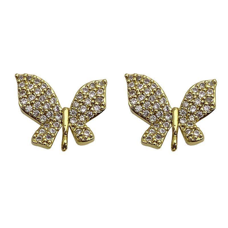 vintage elegant micro setting cz butterfly 925 sterling silver stud earrings