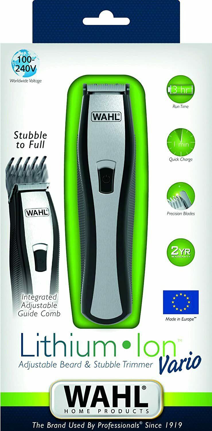 Wahl Li Vario Hair Trimmer Black / Silver Including 2 Combs Genuine