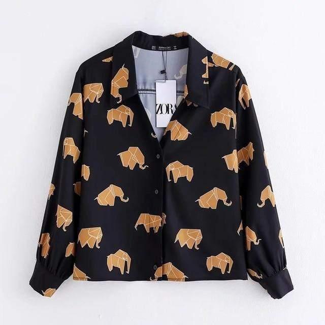 women's cat print blouse