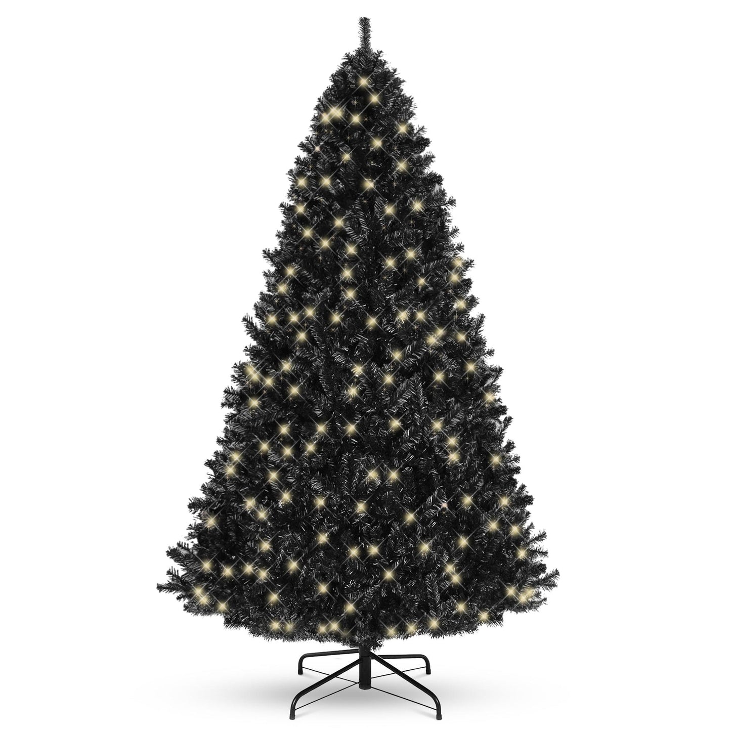 6ft Pre-Lit Artificial Black Christmas Tree Holiday Decoration w/ 947 Branch Tips, 350 Lights