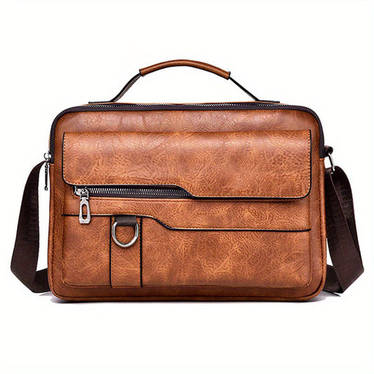 WEIXIER 1/2pcs Crossbody Bag, Men's Shoulder Bag, Retro Faux Leather Vertical Business Casual Satchel Bag, Men's Gift For Father/Anniversary