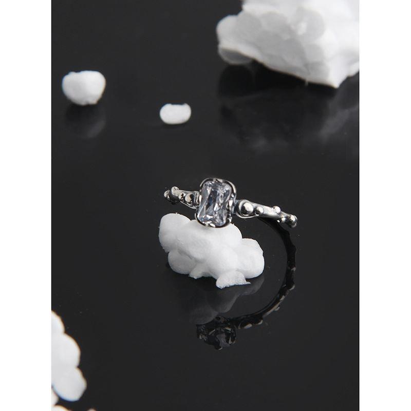 vintage skeleton rectangle cz 925 sterling silver adjustable ring