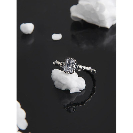 vintage skeleton rectangle cz 925 sterling silver adjustable ring