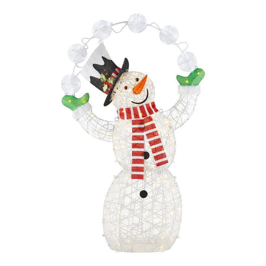 6 ft Warm White-Cool White LED Juggling Snowman Holiday Yard Decoration