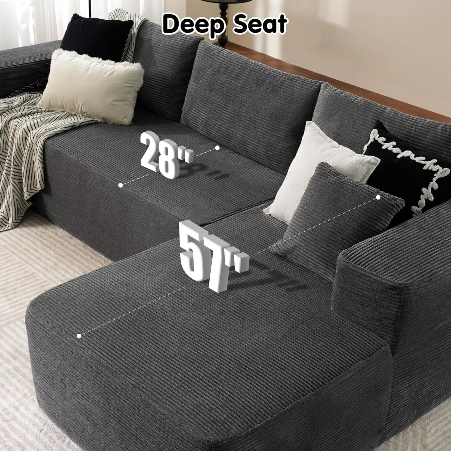 💥Last Day $39.99! 🔥Minimalist Sofa –2 Piece Cloud-Like Sectional Sofa✨
