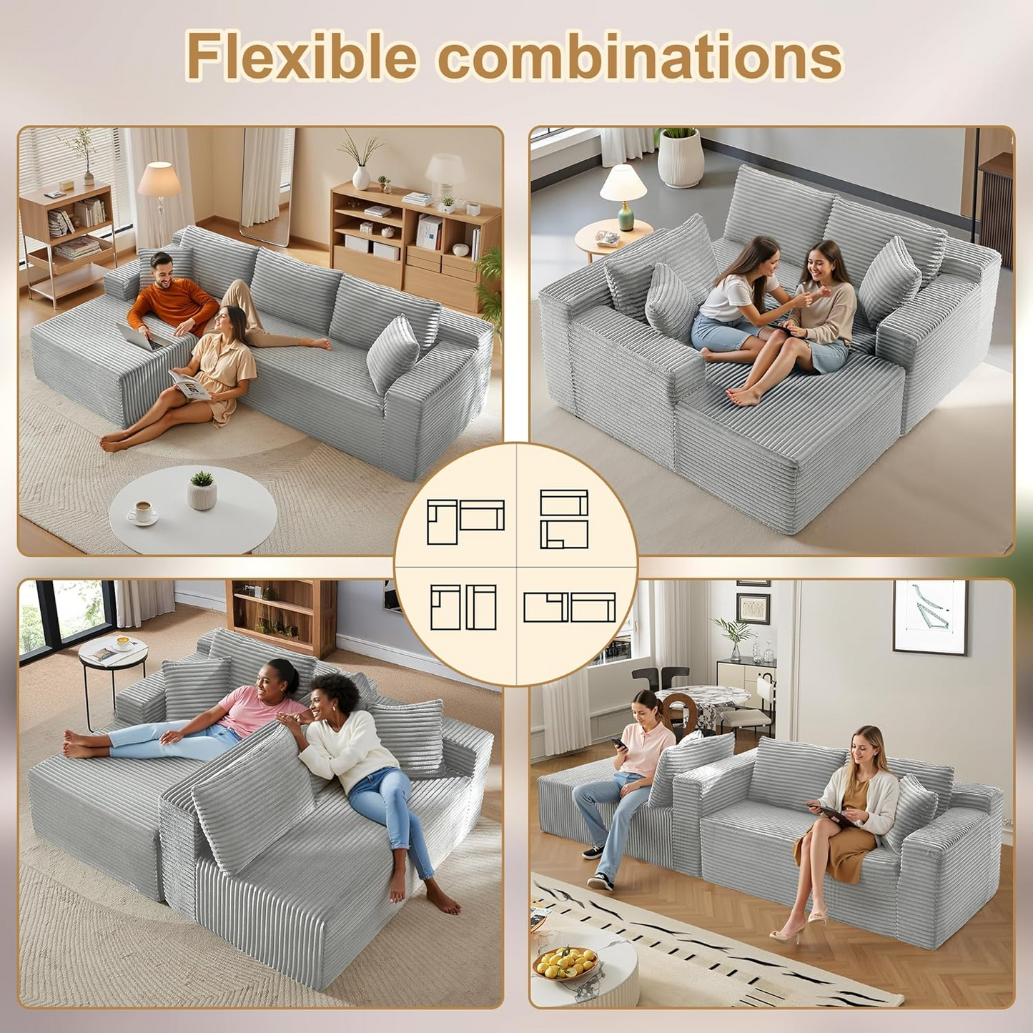 💥Last Day $39.99! 🔥Minimalist Sofa –2 Piece Cloud-Like Sectional Sofa✨