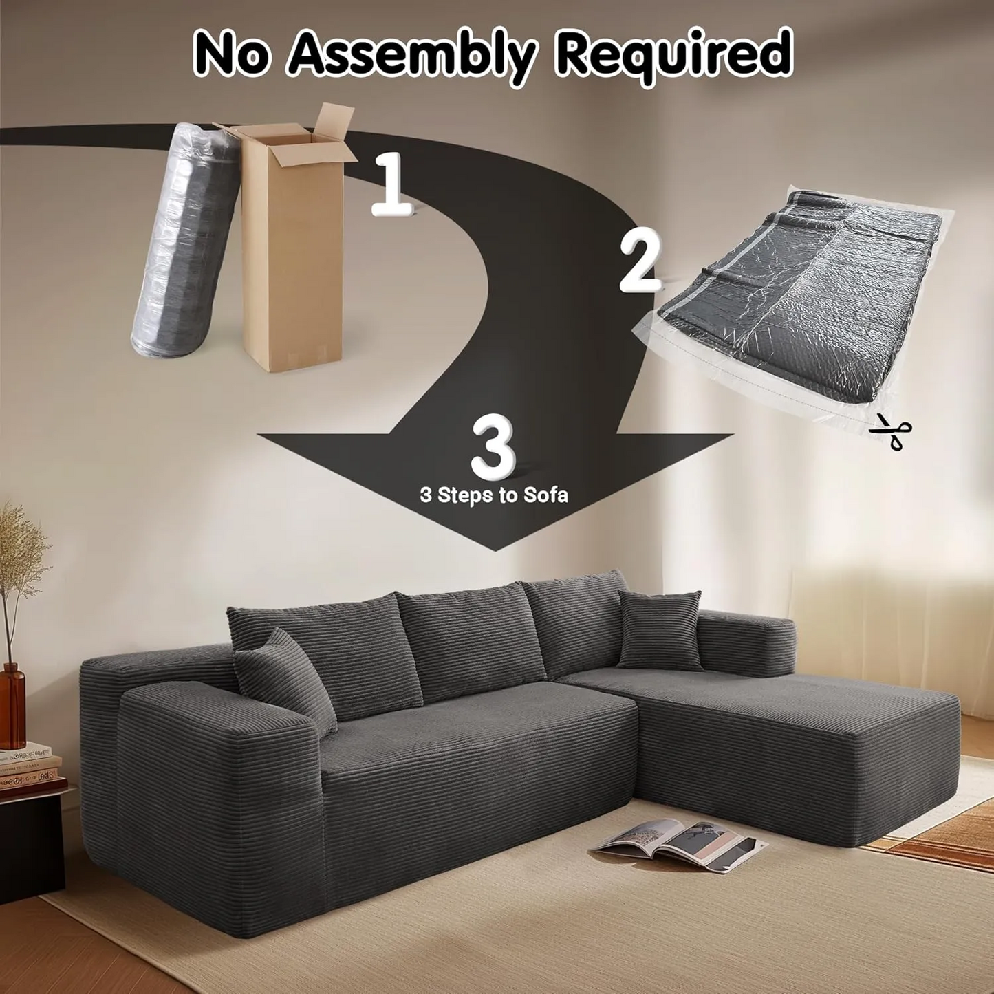 💥Last Day $39.99! 🔥Minimalist Sofa –2 Piece Cloud-Like Sectional Sofa✨