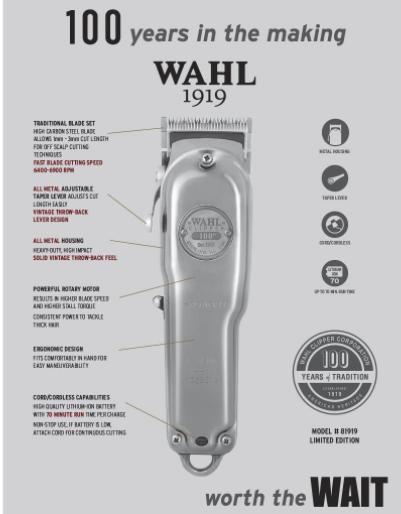 Wahl 100 Year Anniversary Limited Edition 1919 Clipper Set
