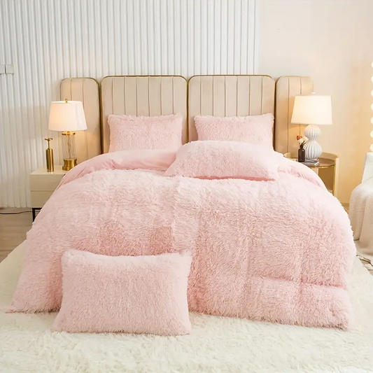 3pcs Multicolor Plush Duvet Cover Set - Soft And Warm Bedding For Bedroom, Guest Room, And Dorm Decor