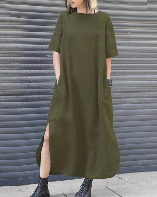 womens casual summer solid long shirt dress