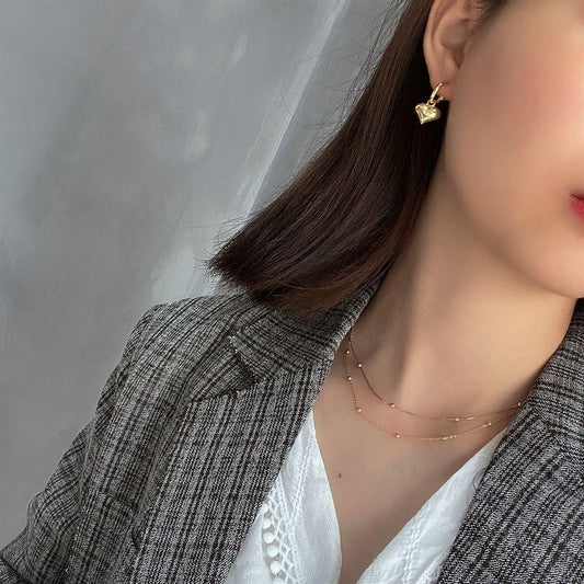 women double layer beads snake chain 925 sterling silver necklace