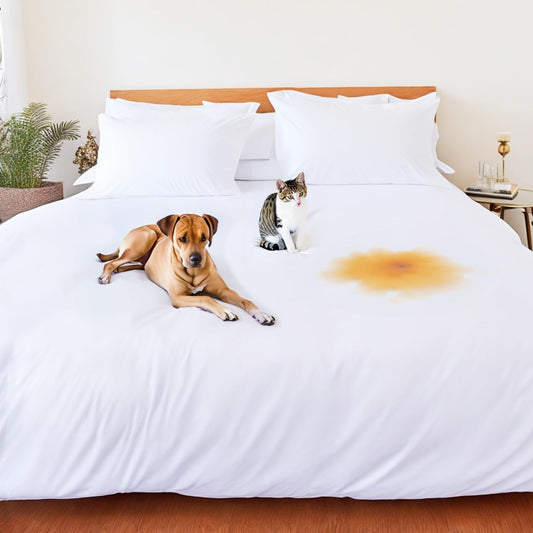 Waterproof Duvet Cover - Incontinence Comforter Protector Bedding King Size Washable Moisture Wicking- Waterproof Duvet Protector with Corner Ties - Ideal for Kids, Elderly, Dog, Cat Pet Owner