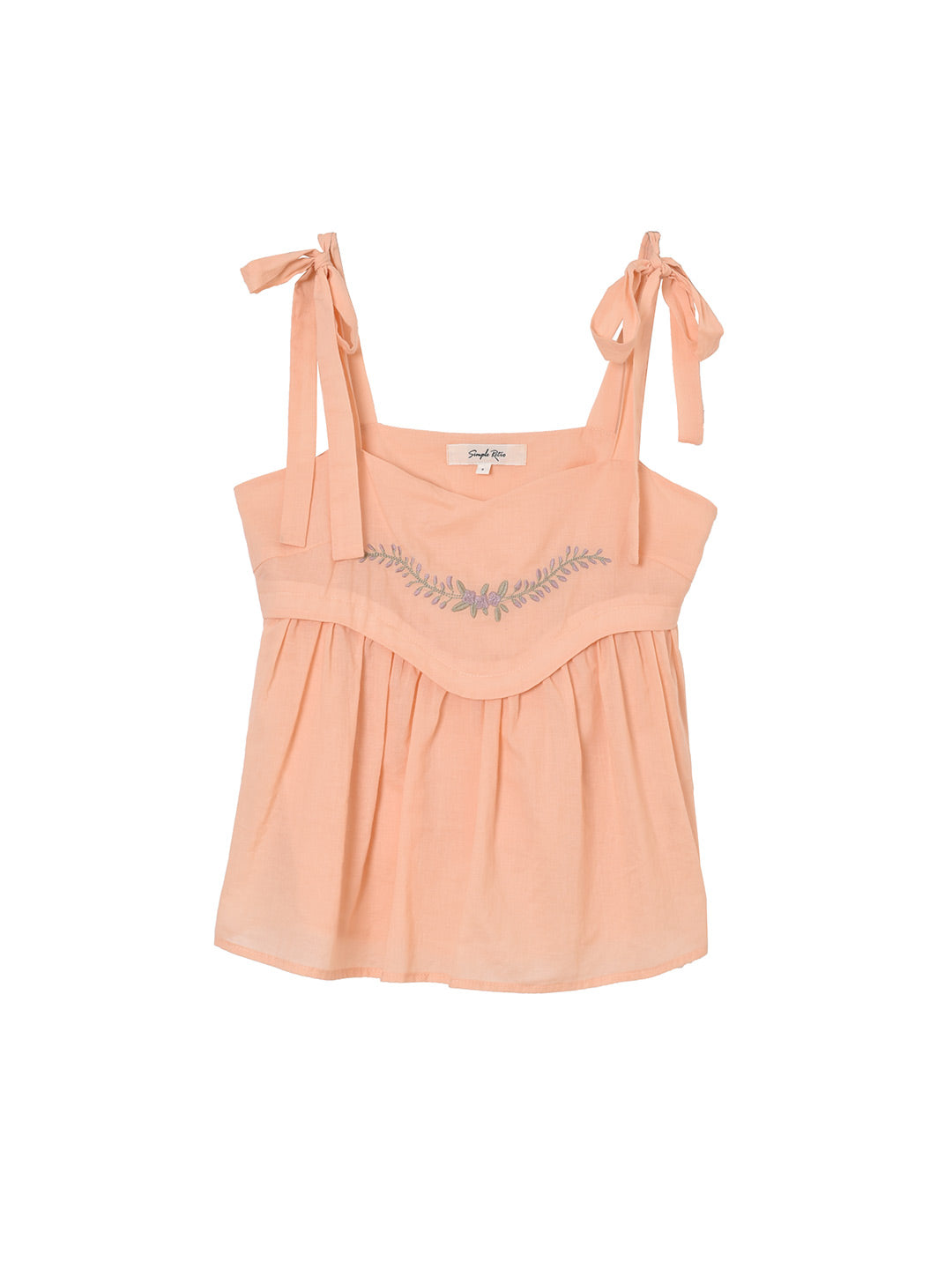 【Final Sale】Lucy Embroidered Orange Lace-up Tank Top