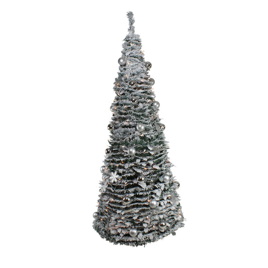 6' Pre-Lit Silver Tinsel Pop-Up Artificial Christmas Tree - Clear Lights