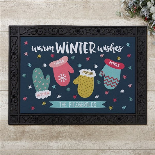 warm winter wishes personalized doormats