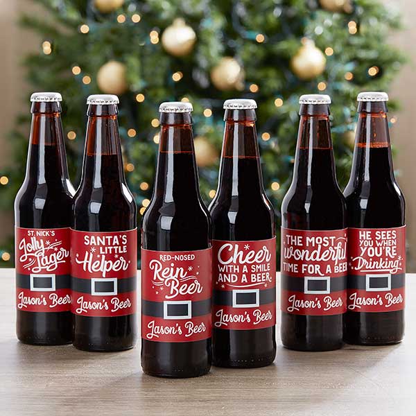 wonderful time for a beer personalized beer bottle labels & carrier