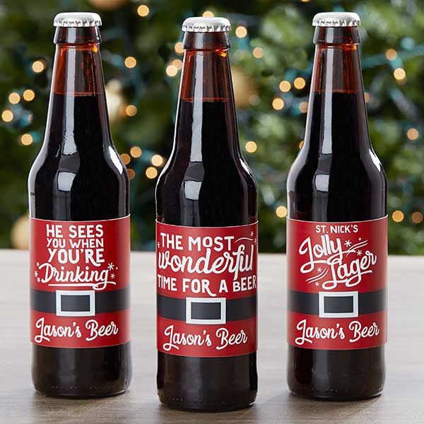 wonderful time for a beer personalized beer bottle labels & carrier