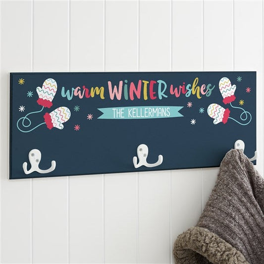 warm winter wishes personalized wall hook
