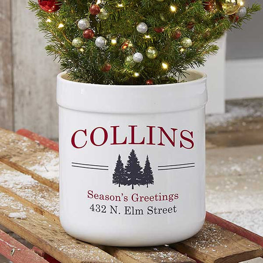 vintage holiday personalized outdoor flower pot