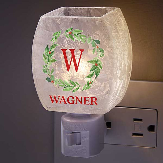 watercolor wreath personalized frosted christmas night light