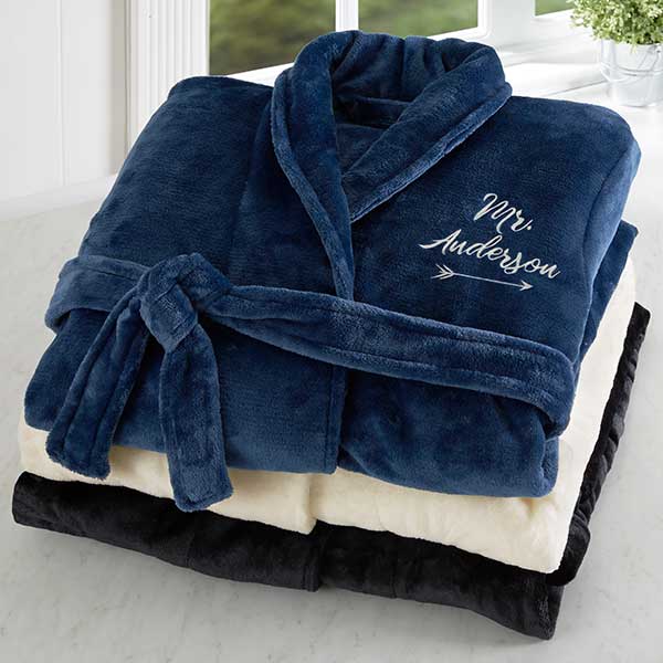 mrs. embroidered luxury pink fleece robe