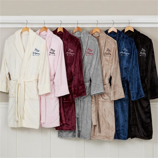 mrs. embroidered luxury pink fleece robe
