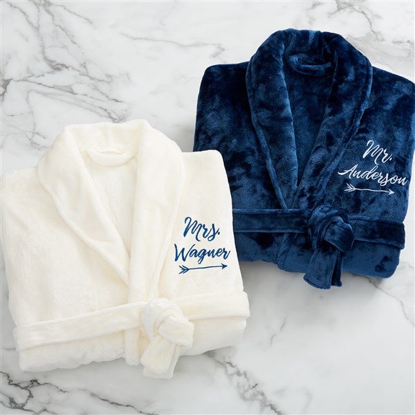 mrs. embroidered luxury pink fleece robe