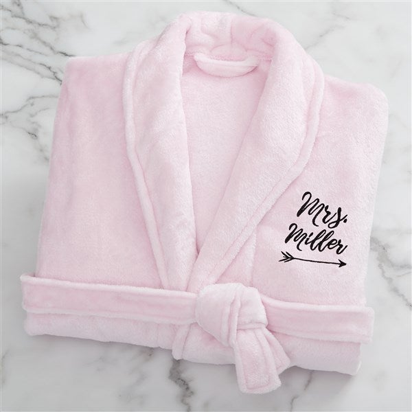 mrs. embroidered luxury pink fleece robe